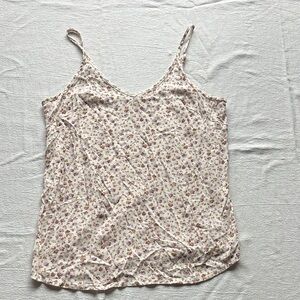 dip Cream Spaghetti-Strap Cami with Floral Print